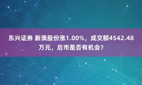 东兴证券 新澳股份涨1.00%，成交额4542.48万元，后市是否有机会？