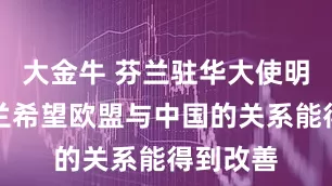 大金牛 芬兰驻华大使明凯：芬兰希望欧盟与中国的关系能得到改善